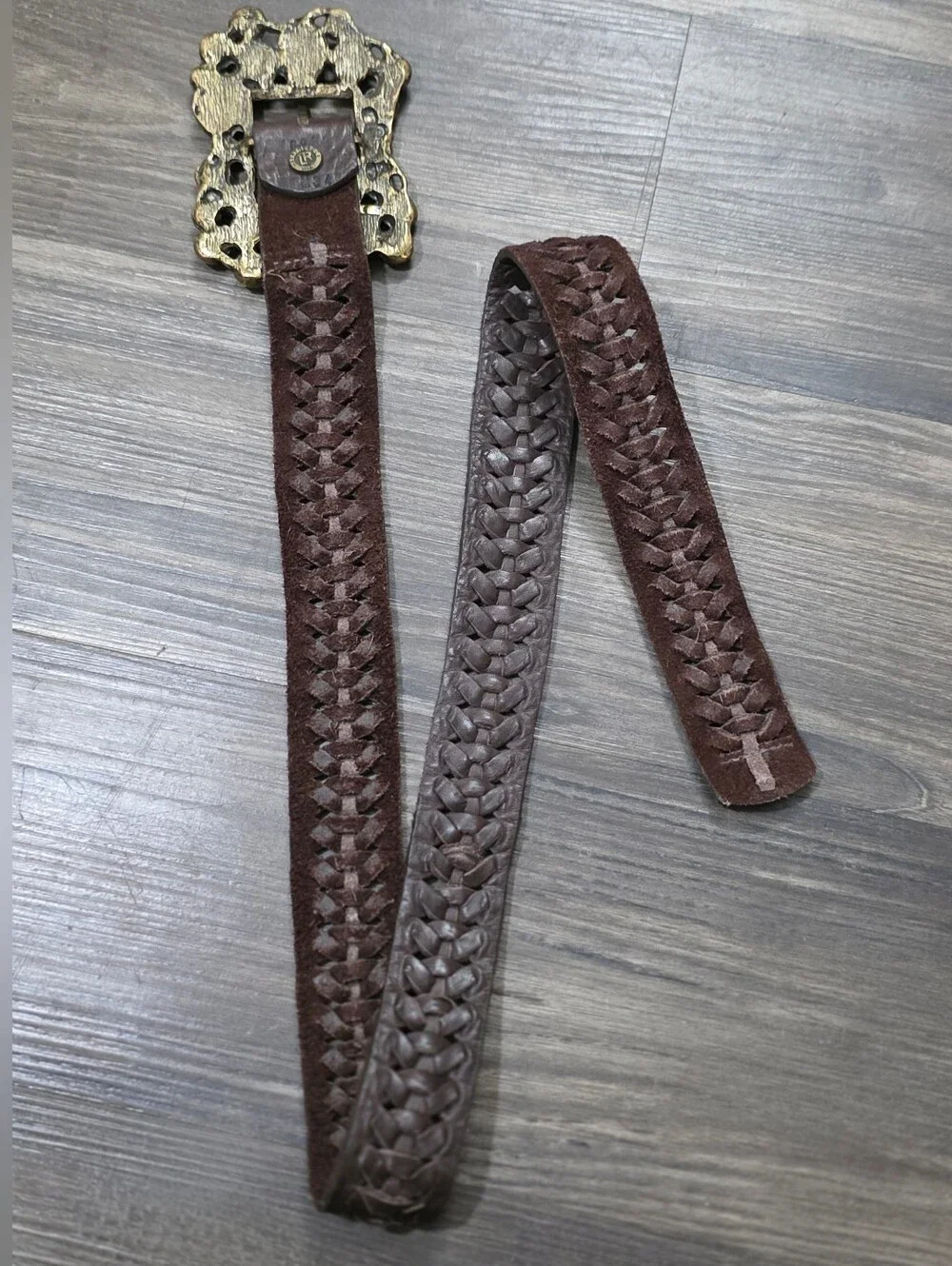 Leatherock lether belt size 34 Hugo rock Buckle  brown leather Unisex rare boho